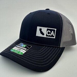 Retro California State Richardson 112 Trucker Cap Hat Mesh Snapback Black & Gray